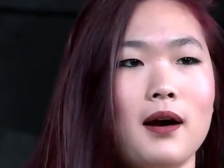 Redhead Asian Sub With Mouth Gag Dominated